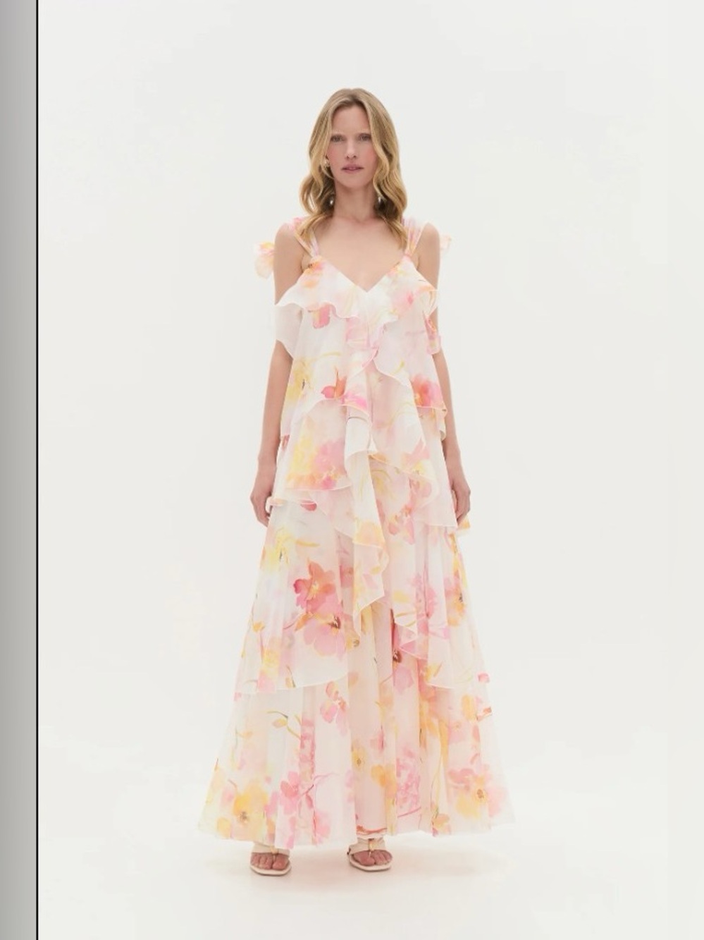 Aje Gracie Shoulder Tie Tiered Ruffle Multi Floral Print Maxi Dress AU6/US2 NWOT - Picture 3 of 8